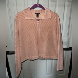 Pin Corduroy Zip-Up Crop Top
